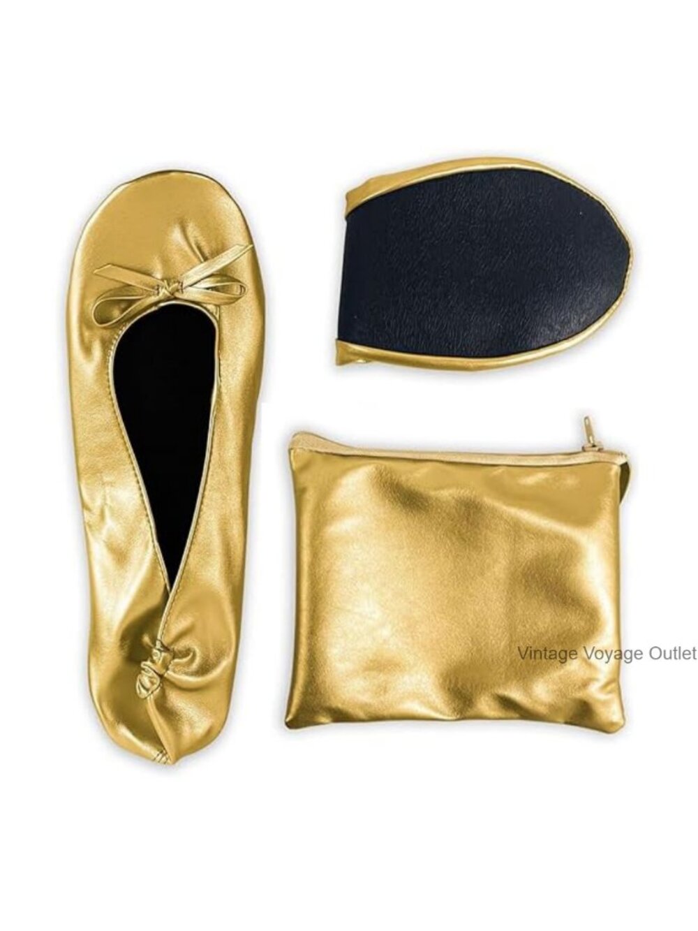 Foldable Dance Shoes Flats with Non-Slip Rubber Sole